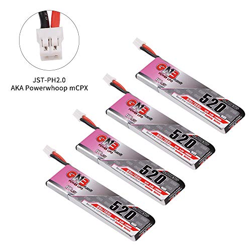 FancyWhoop 4pcs 520mAh 1S 3.8V LiPo Batería 80C HV LiHv Batería JST-PH 2.0 PowerWhoop Conector MCPX para Inductrix FPV más EMAX Tinyhawk Micro FPV Racing Drone, etc.