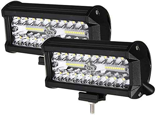 Faro Trabajo LED Focos de Coche 24000LM 6000K Barra LED 12V-24V y IP68 para Coche,SUV, UTV, ATV, Camión,Moto,Barco (7 Pulgada(2PCS))