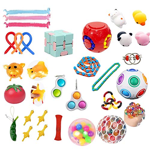 Fidget Toy Set, Fidget Toy Pack Barato, Juego de juguetes sensoriales Juego de herramientas para aliviar el estrés y antiestres Paquete de juguetes de terapia sensorial Cubo para niños Adultos