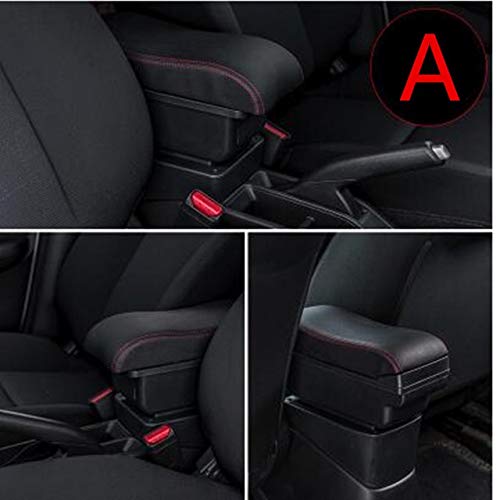 For VW CADDY Volkswagen Touran 2004-2019 REPOSABRAZOS coche, Interior Accesorios Centro de caja de la consola del resto del brazo Auto Parts (Color Name : A black red line)