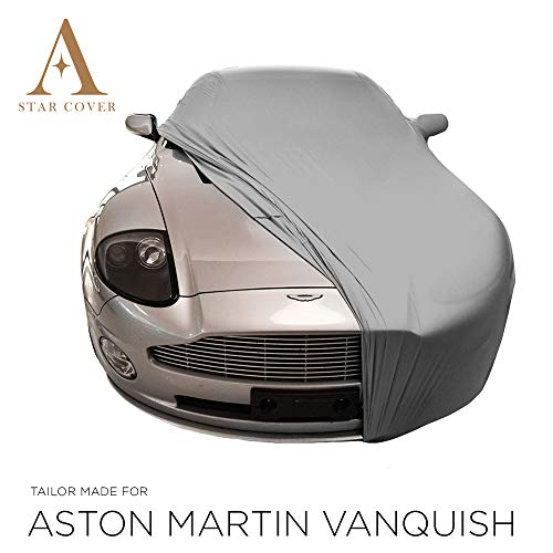 FUNDA DE COCHE PARA EL INTERIOR A MEDIDA ASTON MARTIN V12 VANQUISH ON BOLSILLOS PARA LOS RETROVISORES | GRIS CUBIERTA PARA COCHE INTERIOR | LONA GARAJE PARA AUTO | FUNDA DESCAPOTABLE, COCHE CLÁSICO,