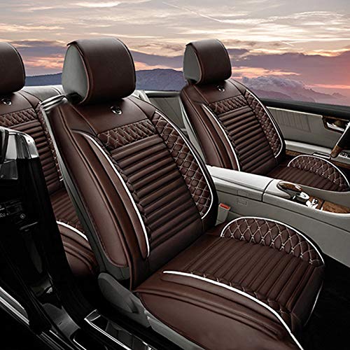 Fundas Asientos Coche Para Jaguar F-PACE E-PACE I-PACE F-TYPE S-TYPE X-TYPE Protector Asiento Cuero Universales 5-Asiento,Súper Suave Cómodo Café Estándar