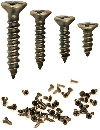 FUXXER® - 100 tornillos de madera antigua, latón bronce antiguo, ranura en cruz, tornillos de cabeza avellanada, autocortantes, juego de 100 (2 x 8 mm)