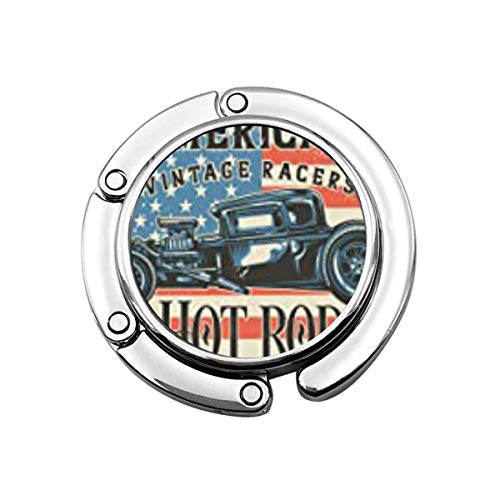 Gancho de suspensión de Monedero Plegable Lindo Americano de Hot Rod Raster Copy Antique Auto Automotive Burning Car Handbag Hook Table Bag