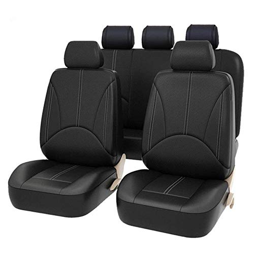 GoolRC Fundas Asiento Coche 9 Piezas Asiento Delantero+Trasero Asientos Negros a Prueba Arañazos Four Seasons Bottoms Protectores Cuero PU Compatibles con Vehículos 90%(Sedan SUV Truck Van MPV)