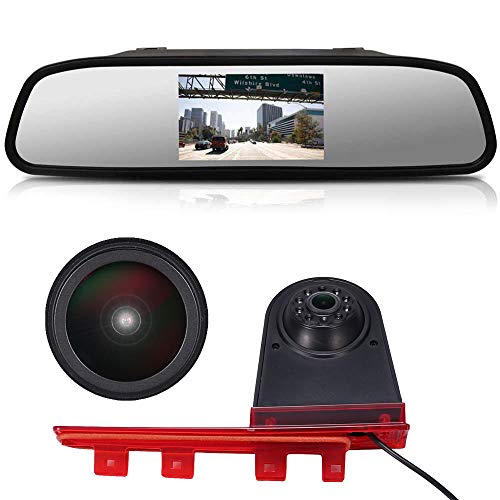 HD IP68 1280pixeles 1000 TV líneas Transporter Nocturna IR Luz Freno Cámara de Marcha Atrás Visión Trasera Coche Puede Ajustar el ángulo para T5 Multivan T6 Caravelle Transporter MPV+Espejo Retrovisor