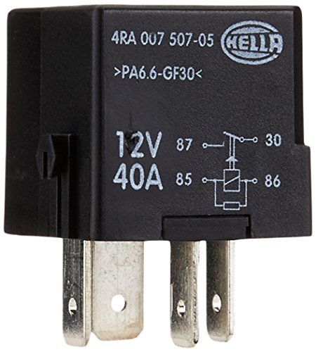 HELLA 4RA 007 507-051 Relé, corriente de trabajo - 12V - 4polos - Diagrama de circuito: S2 - ID conector: B3 - Contacto de cierre - negro - sin soporte