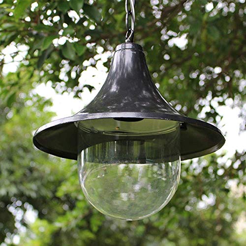 HIGHKAS American Village Farmhouse Vintage Outdoor Waterproof Ceiling Pendant Light Globe Clear Glass Lantern Retro Loft Metal Hanging Lamp ShaE27 Black Barn Porch Chandelier Lighting