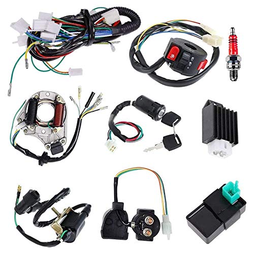 Huante Electrics Stator Bobina CDI Arnés de cableado solenoide relé para ATV de 4 tiempos 50 cc 70 cc 110 cc 125 cc Pit Quad Dirt Bike Go Kart