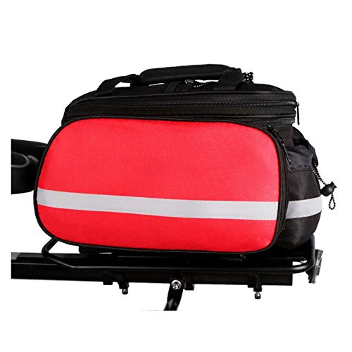 Huiyue La Bolsa de la Bicicleta con reflexivo Tiras, extraíble Soporte, Bastidor Trasero, Lona, Accesorios de una Silla, Viajes Cremallera, a Prueba de Agua Bolsa de Bicicleta (Color : Red)