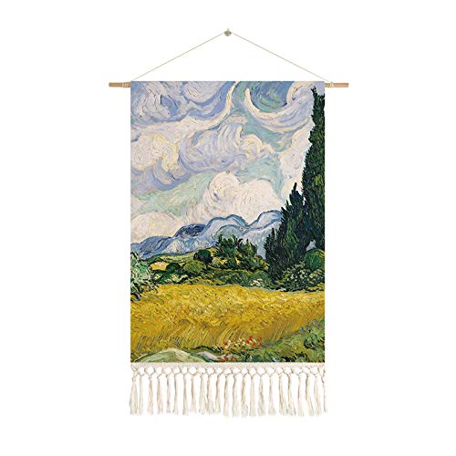 HUOQILIN Tapiz Tejido En Macramé para Colgar En La Pared Colección Elegante De Van Gogh Decoración De La Pared Decoración Geométrica del Arte para El Apartamento,C