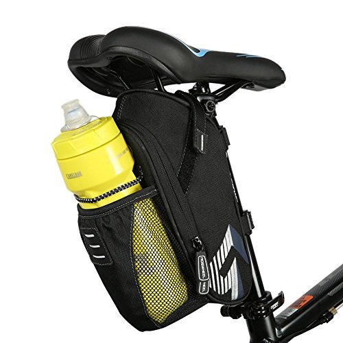 Intsun Bolso de bici,1.6L Montaña Camino Bicicleta Ciclismo Poliéster Bolsa de sillín con bolsillo para botella de agua, Bicicleta Asiento trasero para Montar Ciclismo Suministros