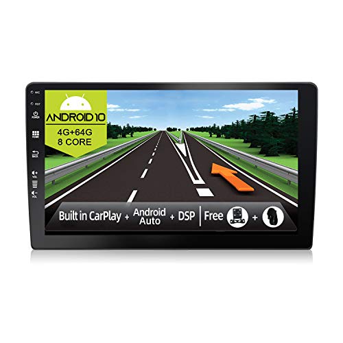 JOYX Android 10 Autoradio Stereo - [4G+64G] - [Built-in DSP/Carplay/Android Auto] - Gratis Cámara Micrófono - 9 Pulgada 2 DIN -Apoyo Dab 4G WLAN Bluetooth5.0 Mandos de Volante 360-Cámara 4K-Video