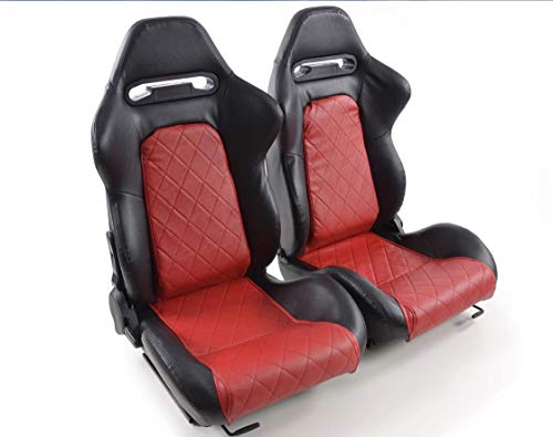 Juego de asientos ergonómicos Detroit cuero artificial negro/rojo