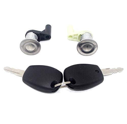 Juego de bombín de cerradura de puerta Cerradura de la puerta delantera izquierda y derecha / ajuste para Renault Twingo Dacia Logan SANDERO 805027132R 805029108R 806010423R ( Color : Black+Silver )