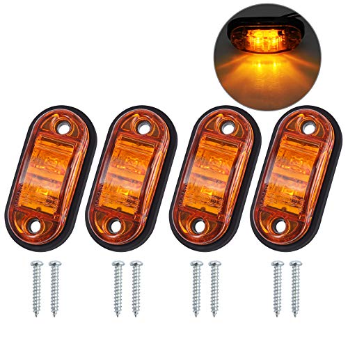 Justech 4PCs Luces de Señal Laterales LED Lámpara de Coche Luces Delateras y Traseras Faro Universal Coche de 12V 24V con Las Bombillas Blacas para Remolque Camión Van Caravan Lorry Coche Autobús