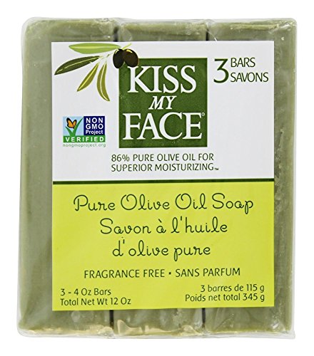 Kiss My Face - Paquete del valor del jabón de barra del aceite de oliva de Pure sin perfume - 3 Bares