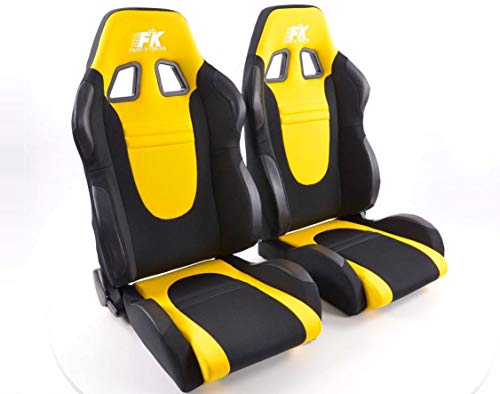 Ku Sportseat Set Racecar Fabric Negro/Amarillo