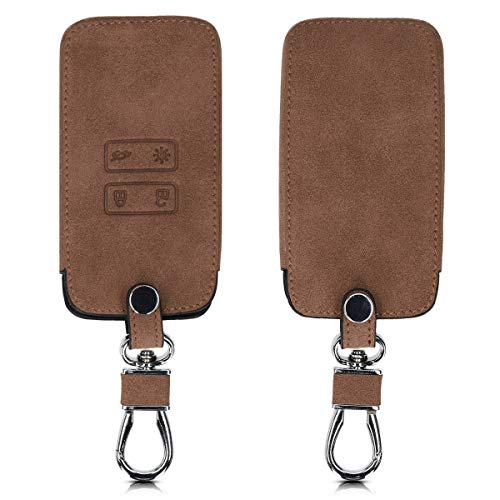 kwmobile Funda Compatible con Renault Llave de Coche Smart Key de 4 Botones (Solo Keyless Go) - Carcasa de Ante sintético - Protector para Mando de Coche en marrón