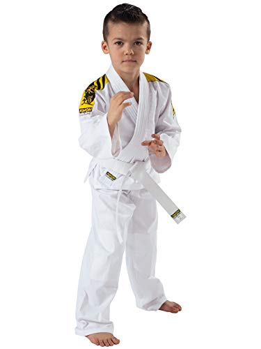 KWON Judo junior - Kimono de artes marciales infantil, tamaño 140 cm, color blanco