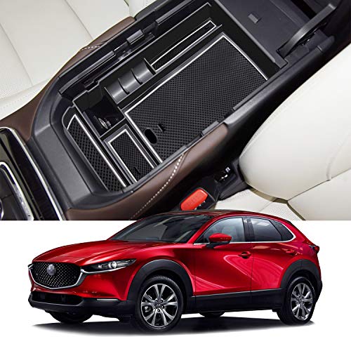 LFOTPP CX-30 Apoyabrazos Consola Central Bandeja, CX30 Caja de Almacenamiento Organizador coche Interior Accesorios (Blanco)