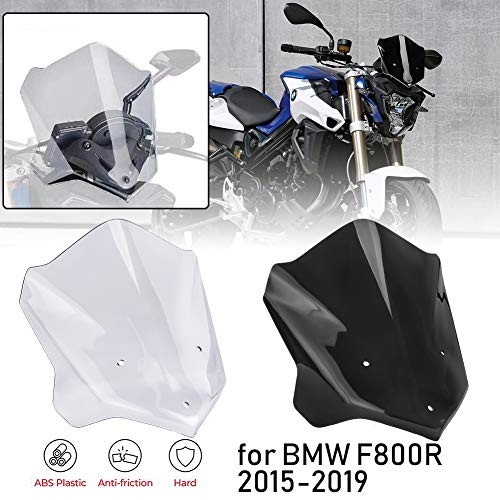 Lorababer Parabrisas de motocicleta para B-M-W F800R 2015 2016 2017 2018 2019 Parabrisas delantero Protector de pantalla de viento Deflectores de flujo de aire Visor F 800R F 800 R Accesorios (Fumar)