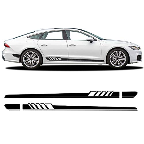 LSDJPO 2 uds, Pegatina de Falda de Rayas de Carreras Laterales para Puerta de Coche, calcomanía de Vinilo de Fibra de Carbono 5D, para Audi A7 Sportback S7 RS7, Accesorios