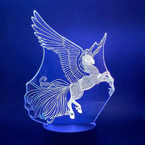 Luz de noche Led Pegasus Decoración Luz de noche Animales para niños Luces nocturnas para dormir Cambio de color Lámpara 3D para niños