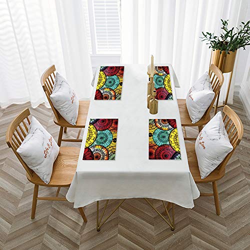 Mantelillos (juego de 4), lavables, antideslizantes,Decoración de apartamentos, sombrillas tribales en el mer,30 x 45 cm resistentes al calor, antidesgaste, mantelillos para mesa de comedor, de cocina