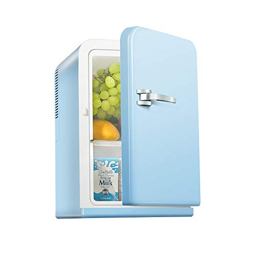 Mini nevera-congelador Refrigerador de auto-15L Mini refrigerador 12v Coche Hogar Refrigerador portátil pequeño Dormitorio de estudiantes Apartamento Frío y frío Refrigerador de doble uso (azul)