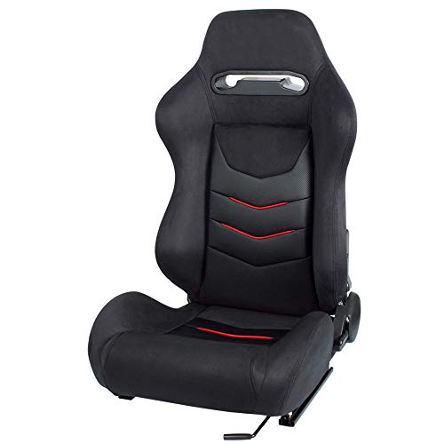 MODAUTO Asiento Deportivo Coche, Semibaquet Deportivo Ajustable, de Tela y Alcantara, Ríeles Incluidos, Conductor y Pasajero, Universal para Coche y Simulador de Conducción, Modelo N650L