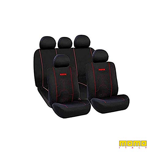 MOMO SC021BR Fundas Asientos para Coches, Negro/Rojo