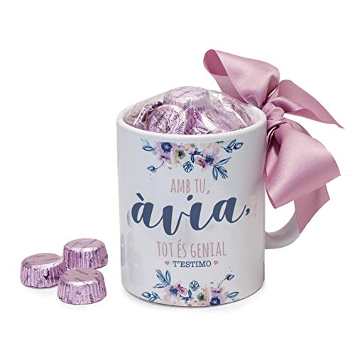 Mopec GB500.2.2 Taza cerámica Amb tu Àvia, con 6 Bombones, Porcelana