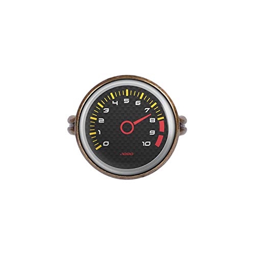 Mylery Anillo con Motivo Contador de Velocidad del tacómetro RPM revoluciones Pantalla del Instrumento de Carbono Bronce 16mm