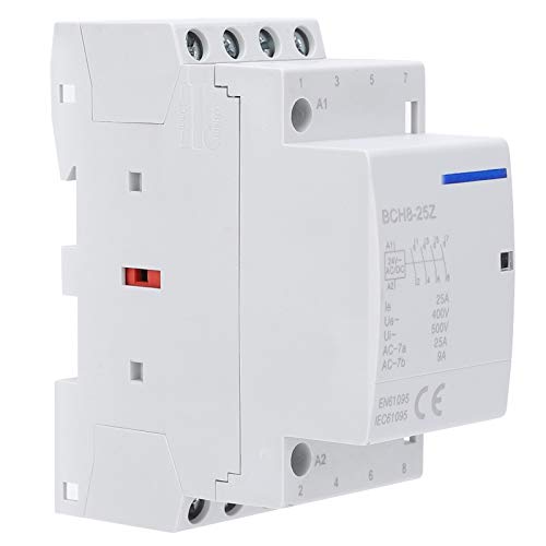 Natruss Contactor de Voltaje CA CC, Carril DIN CA CC Modular, Interruptor Modular de CA doméstico de Ahorro de energía Ultra silencioso de 25 A, para Apartamentos, hogares,(AC/DC 24V)