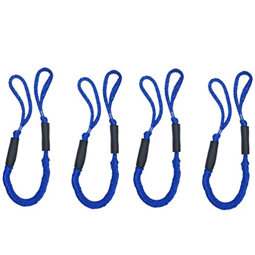 NEWXYX 4 Packs Boat Dock Line Bungee Dockline 4-5.5 Ft Amarre Cuerda Canotaje Regalos para Hombres Accesorios para Barcos Accesorios para pontones Jet Ski SeaDoo WaveRunner Kayak (Negro) (Azul)