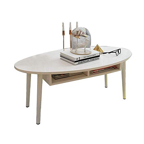 N/Z Living Equipment Mesa de Centro nórdica Mesa pequeña Ovalada de Madera Maciza Multifuncional con Mesa de té Marco de Almacenamiento para reuniones/Sala de Estar/Apartamento pequeño C 100x50x42c