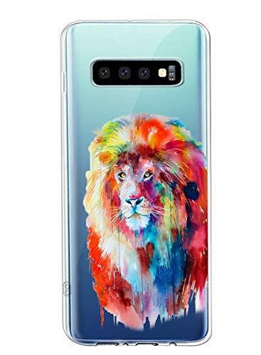 Oihxse Compatible con Samsung Galaxy A40s Funda Suave Gel TPU Silicona Cristal Transparente Carcasa Acuarela Animal Pintado Patrón Protectora Estuche Bumper Caso Case (B3)