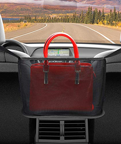 Organizador de Asiento de Coche, Bolsa de Bolsillo para Coche, Red Maletero de Coche para Guardar Bolso, Celular, Bolsillo, y Sirve para Barrera para el Asiento Trasero a Mascotas y Niños