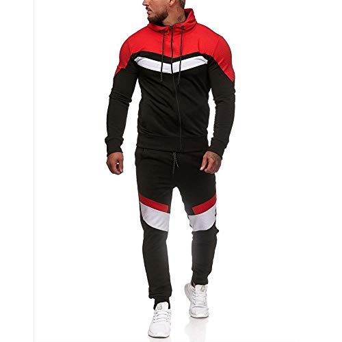 OUlike Hombres de Atlético Completo Cremallera Chándales de Manga Larga con Capucha Chaqueta de Gimnasio Joggers Conjunto de Chaqueta Pantalones para Hombre Ropa Deportiva Chándal