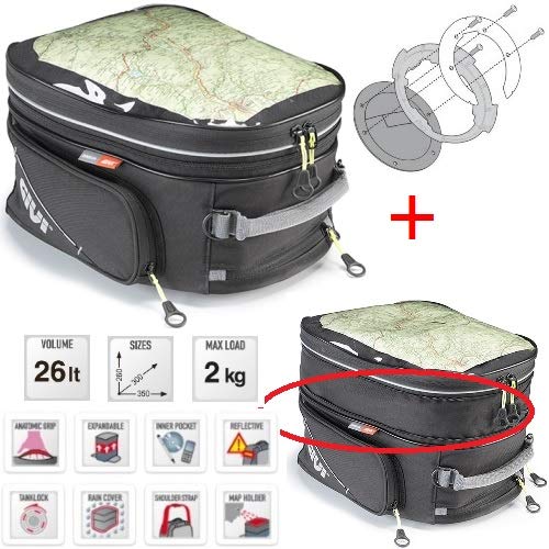 para Aprilia Caponord ETV 1000 20010 10 Bolsa de depósito Givi EA117 + BF02 Brida específica Tanklocked Mochila para Moto 26 l Impermeable