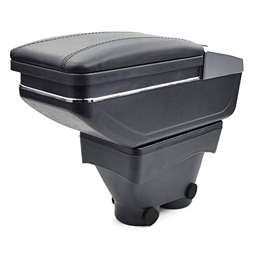 Para Peugeot 208 2014-2018 Apoyabrazos Caja de almacenamiento Coches Reposabrazos Central Negro