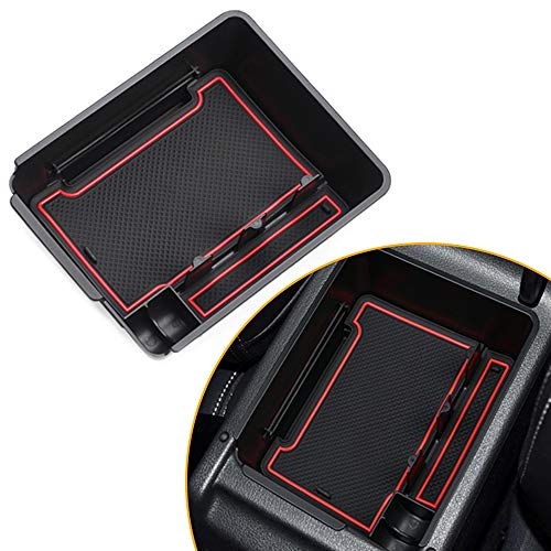 Para V W Tiguan 2010-2017 Caja de almacenamiento del apoyabrazos Con tapete antideslizante Car Central Consola interior para reposabrazos