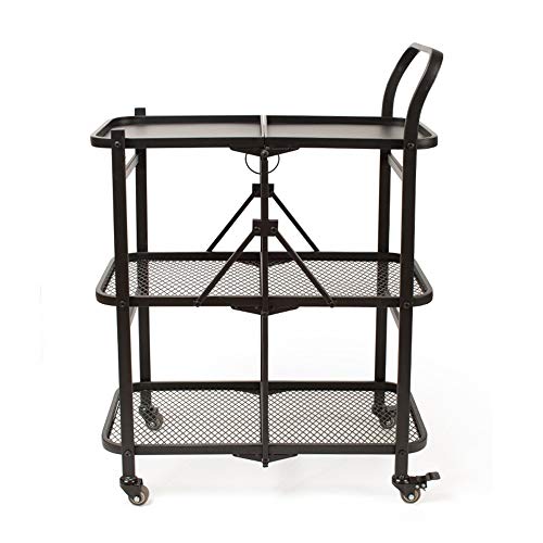 Ping BU Qing Yun Estante de Metal en Movimiento Conveniente Cocina Plegable de Gran Capacidad pequeño apartamento pequeño Restaurante pequeño Negro 64X35X90cm Carrito Utilitario (Color : Black)