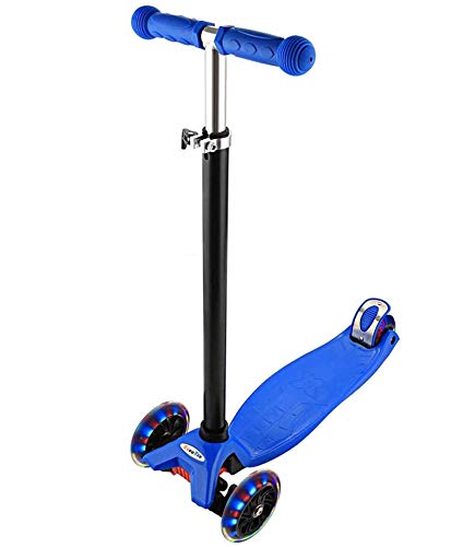 Profun Patinete 3 Ruedas Patinete para Niños de 3-10 Años Patinete Niño con Freno Altura del Manillar Ajustable Patinete Niña con Luces Led Patinetes para Niñas Diseño Desmontable - Azul Oscuro