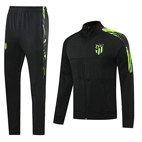 QJY Atlético Madrid Jersey de manga larga Jersey Jersey Traje exterior Ropa deportiva 2 Establecer traje de entrenamiento de fútbol Adulto Sportswear Traje Chaqueta y pantalones de regalo oficial de f