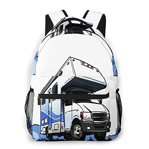 RAHJK Mochila Tipo Casual Mochila Escolares Mochilas Estilo Impermeable para Viaje de Ordenador Portátil hasta 14 Pulgadas Coche Motor Autocaravana