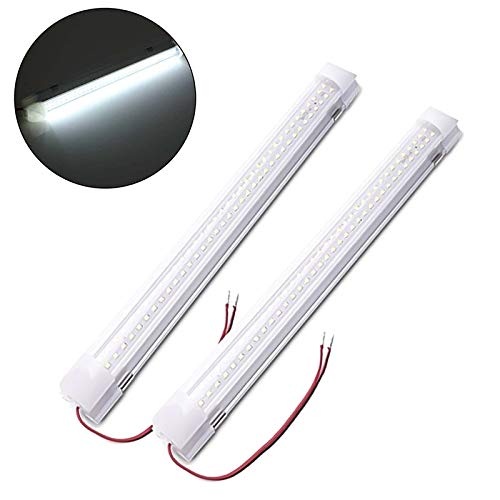 READY Tira de luces de interior universal para coche, autocaravana, furgoneta, autobús, caravana, barco, autocaravana, cocina, baño, 340 mm (72 ledes de 12 V-24 V) (T3-2 PCS)