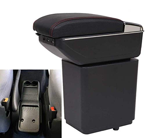 Reposabrazos De Coche para Citroen Berlingo Partner Tepee 2008+, Negro Cuero Caja De Almacenamiento De Consola Central De Doble Con Cenicero Y Portavasos Puerto Usb Interior Accesorios