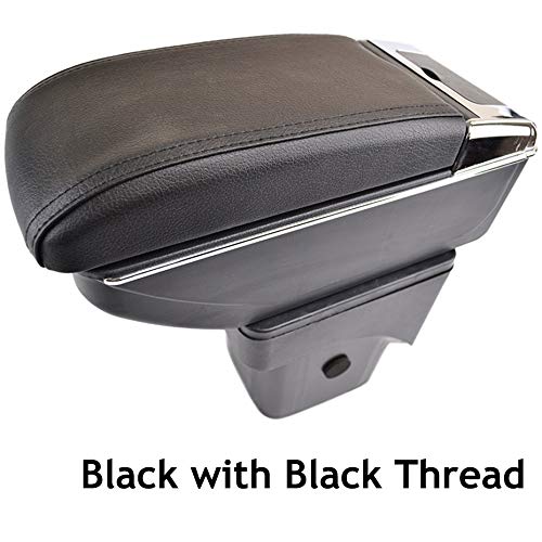 Reposabrazos grande para Ford Focus 2 MK2 2005-2011 ARM REST CENTER CENTER Caja de almacenamiento de la consola Soporte de cuero 2006 2007 2009 2010 Reposo del brazo (Color Name : Black Thread)